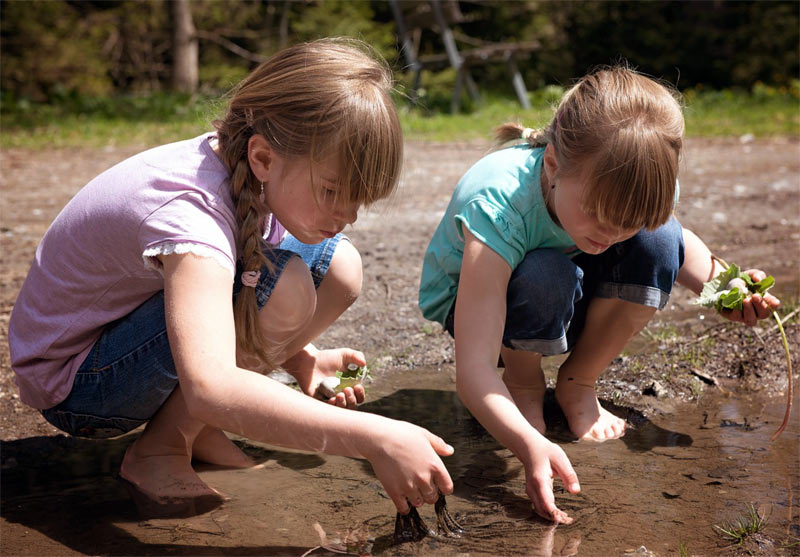 Kids in puddle